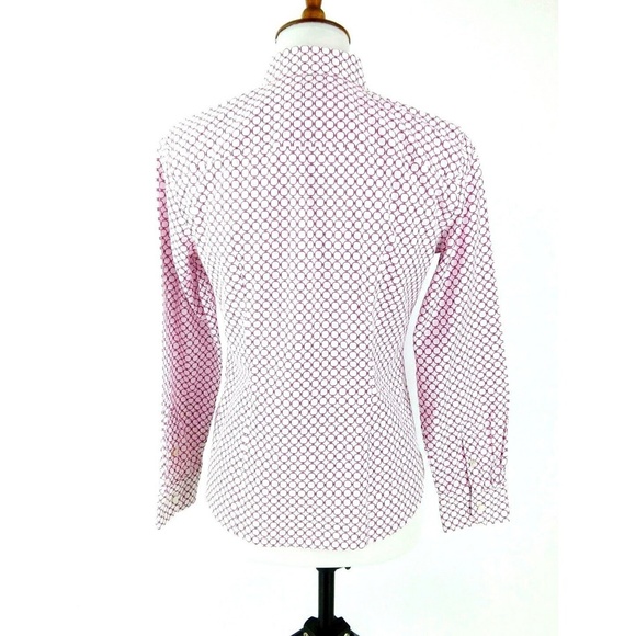 Talbots button Front Flouse Pink Geometric Sz 4P - Picture 4 of 8